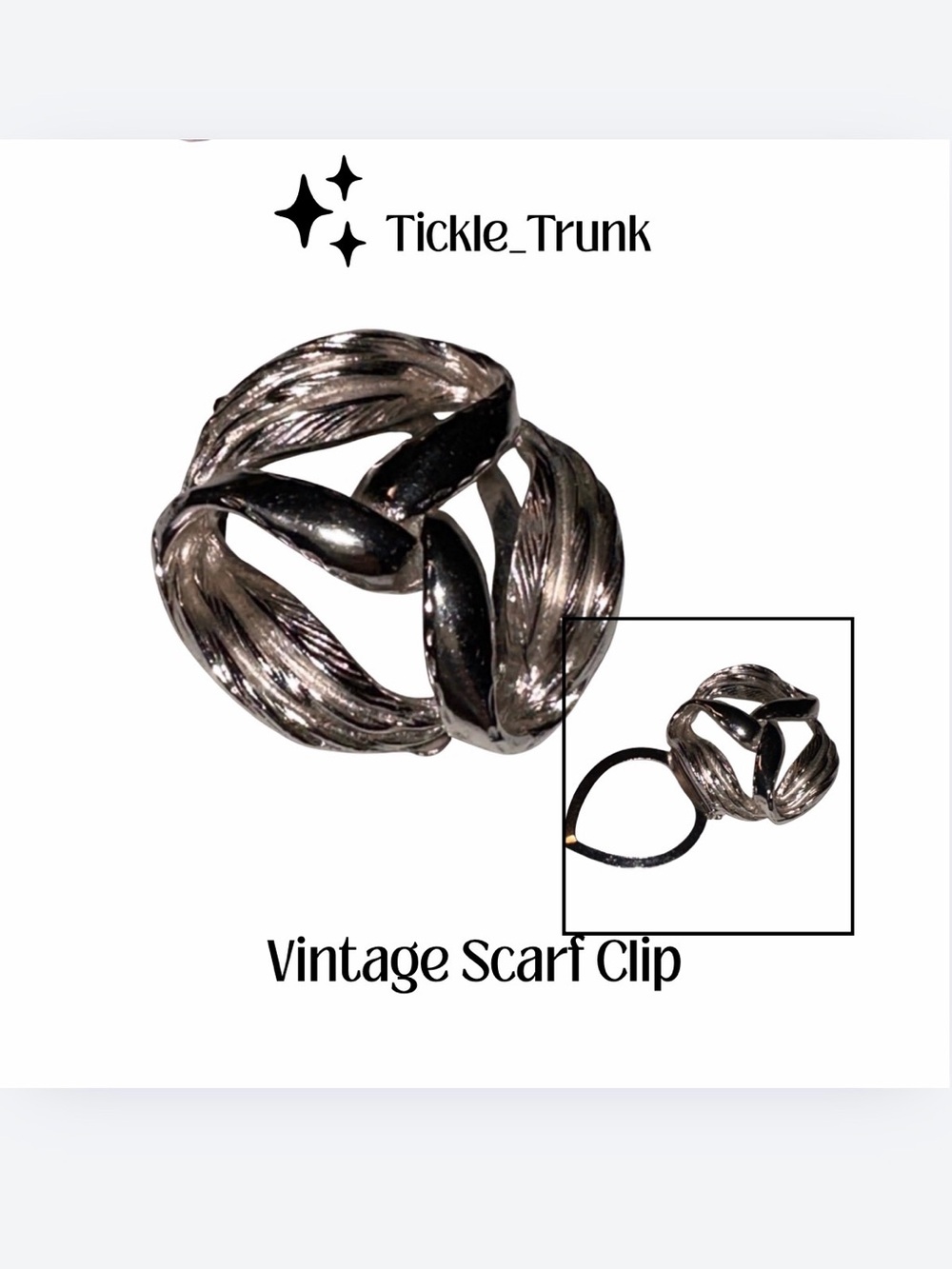 ⭐️ Vintage Scarf Clip Silver-Tone Twisted Leaf